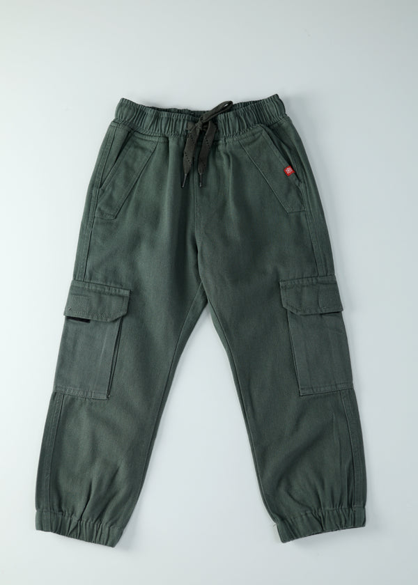 Kid Boys Cargo Woven Joggers - Olive