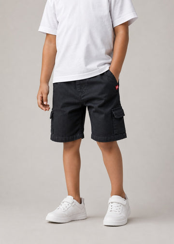BABY BOYS WOVEN CARGO SHORTS - BLACK