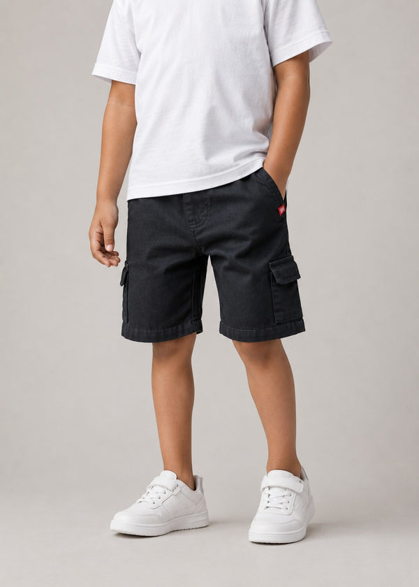 BABY BOYS WOVEN CARGO SHORTS - BLACK
