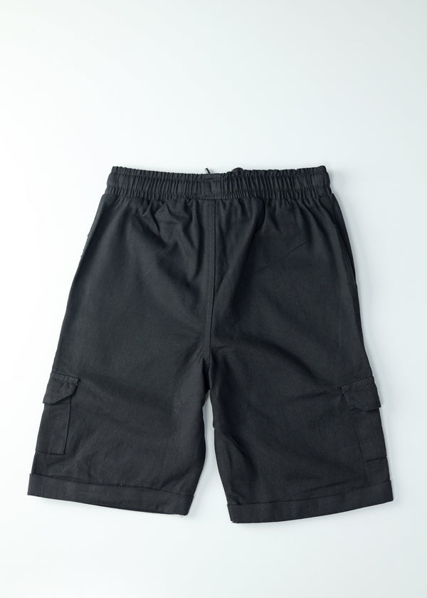 BABY BOYS WOVEN CARGO SHORTS - BLACK