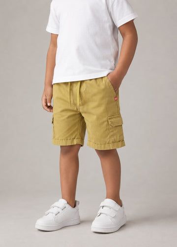 BABY BOYS WOVEN CARGO SHORTS - KHAKI
