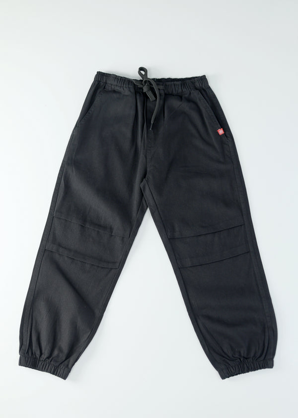 Kid Boys Cotton Woven Pleated Jogger - Black