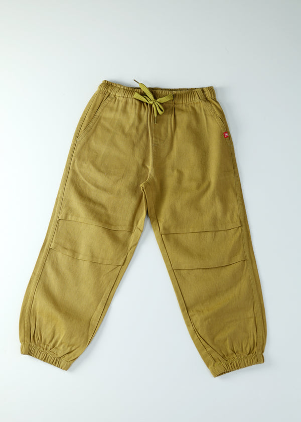 Kid Boys Cotton Woven Pleated Jogger - Khaki