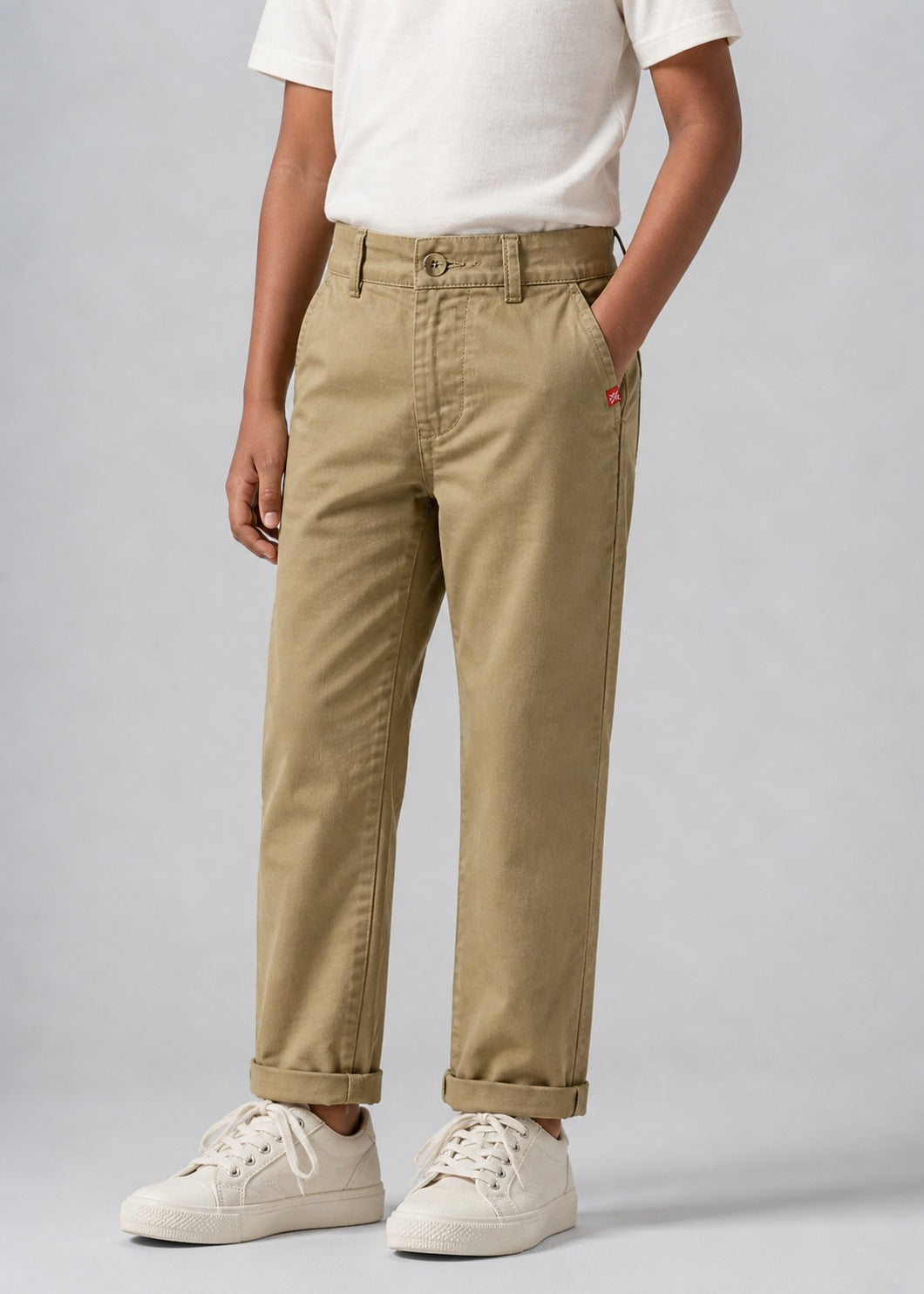 Kids Cotton Chinos Khaki