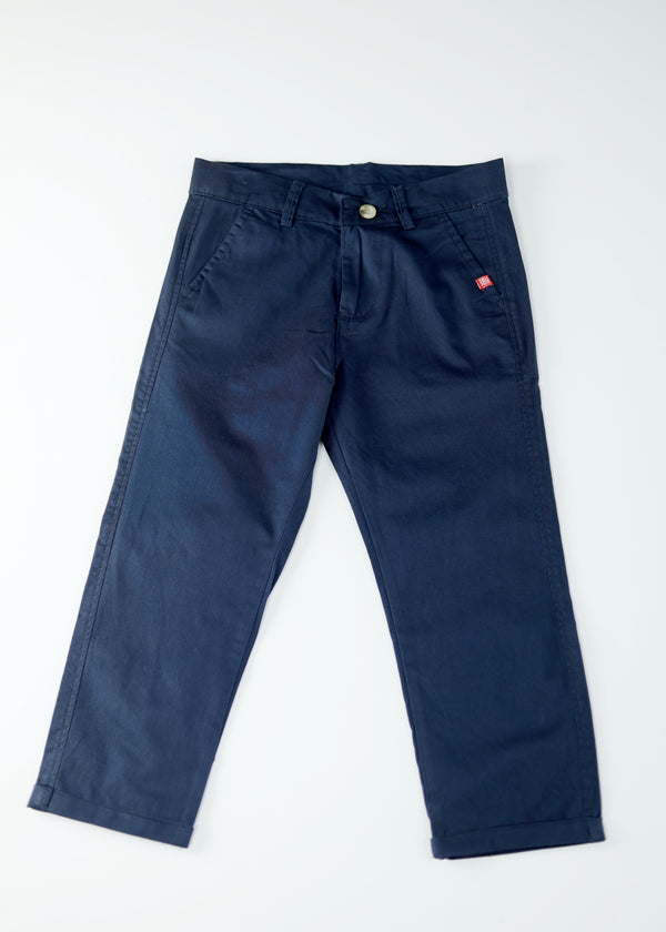 Kid Boys Cotton Chinos - Navy