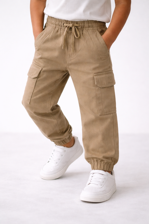 Kid Boys Cargo Woven Joggers - Khaki