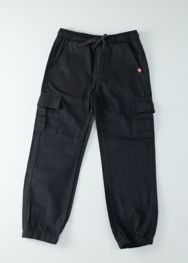 Kid Boys Woven Cargo Joggers - Black