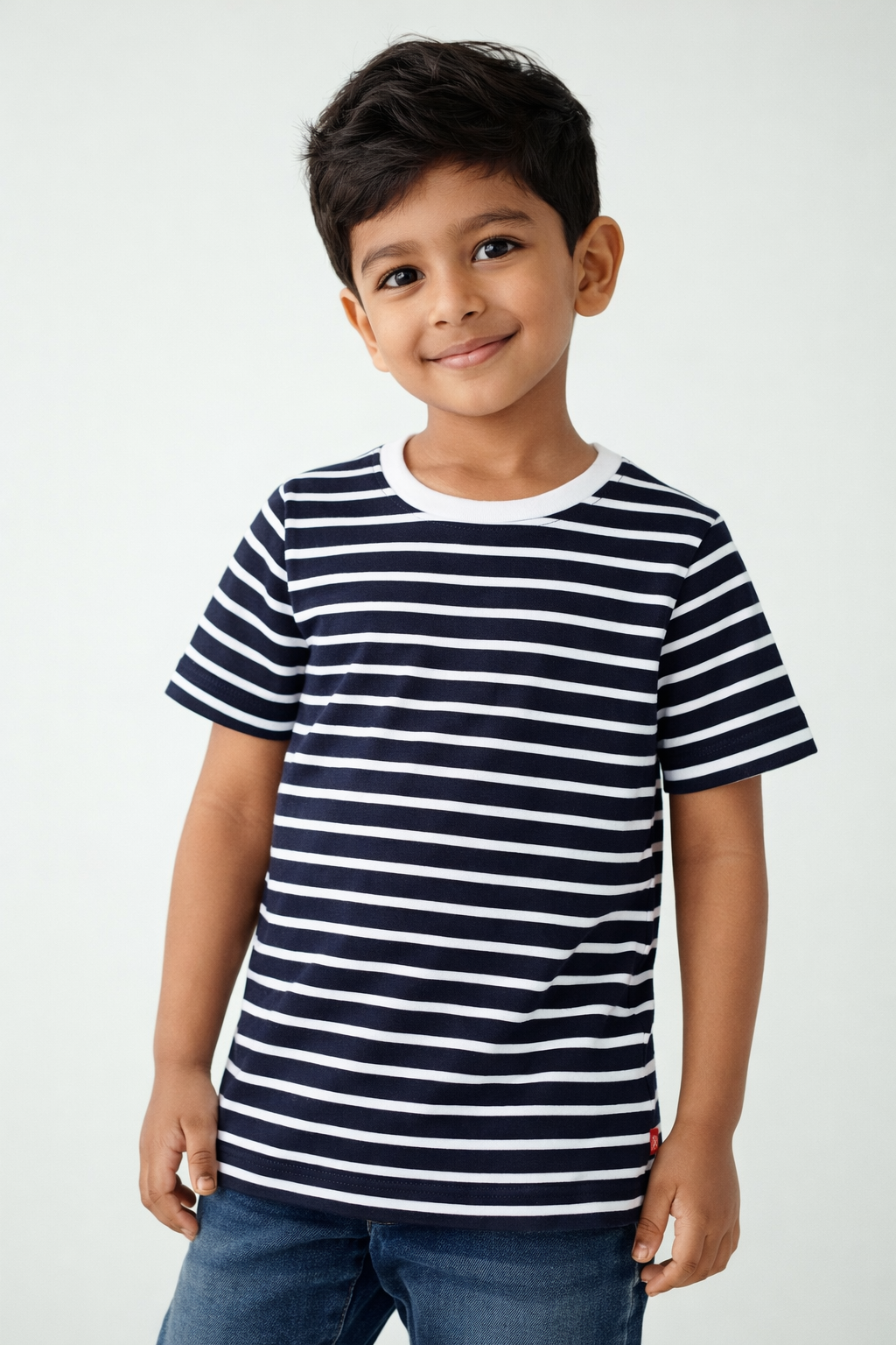 Kids Navy cotton Striped Tees