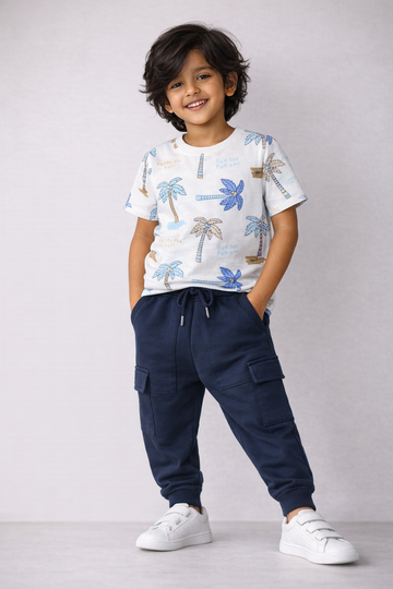 Kid Boys Palm Tree Printed Tees - Multi