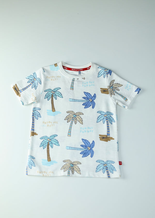 Kid Boys Palm Tree Printed Tees - Multi