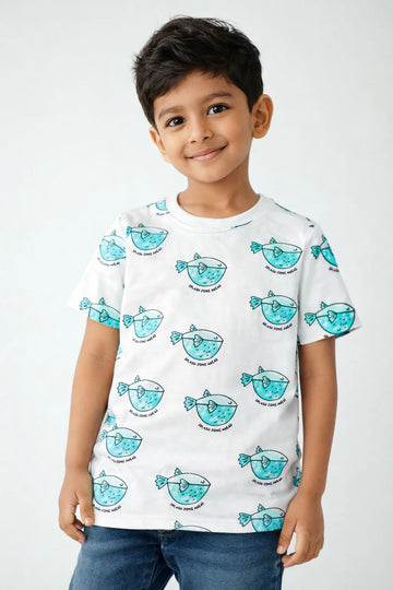 Kid Boys Fish Printed Tees - Multi