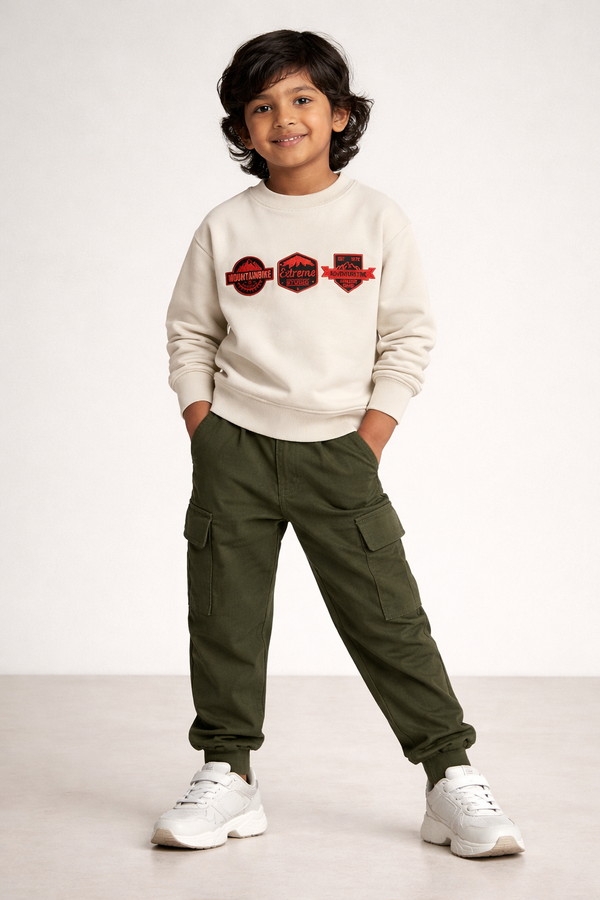Kids Beige Cotton Sweatshirt
