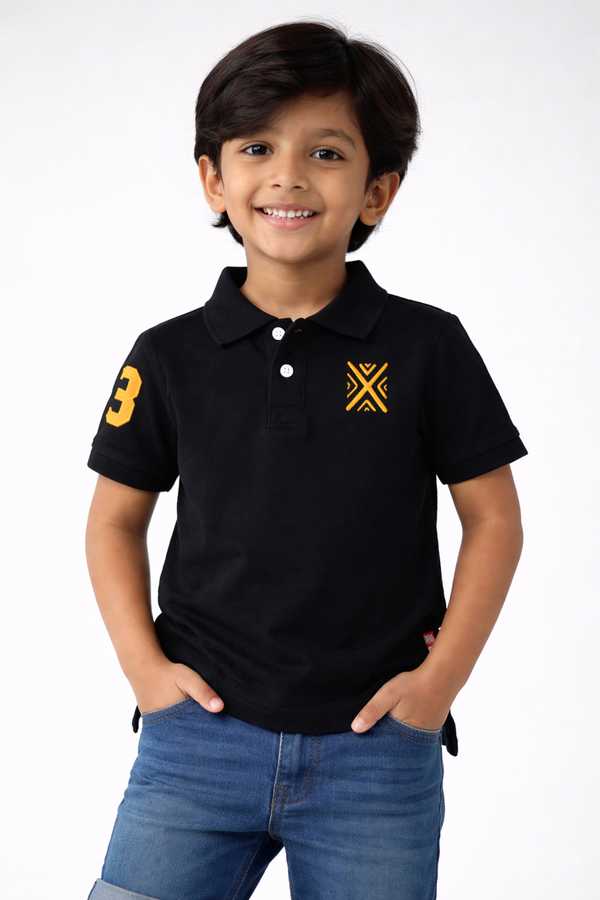 Kid Boys Basic Polos - Black