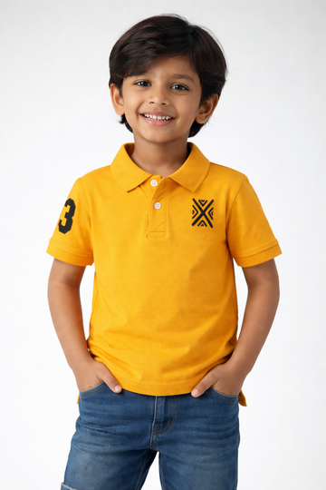 Kids Cotton Ochre Casual Polo