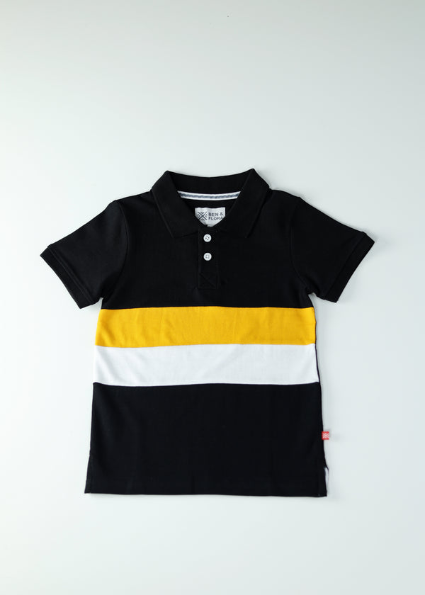 Kid Boys Color Block Polos - Black