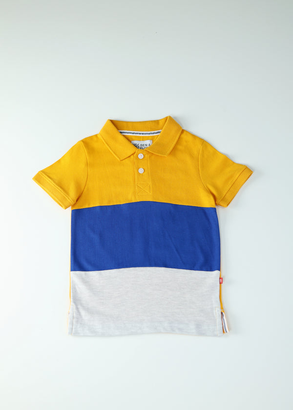 Kid Boys Color Block Polos - Ochre