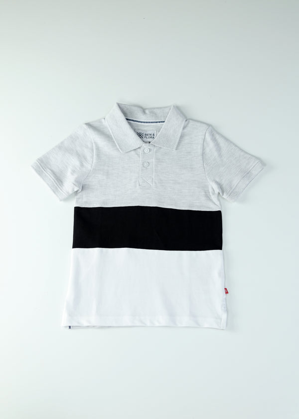 Kid Boys Color Block Polos - Grey Melange