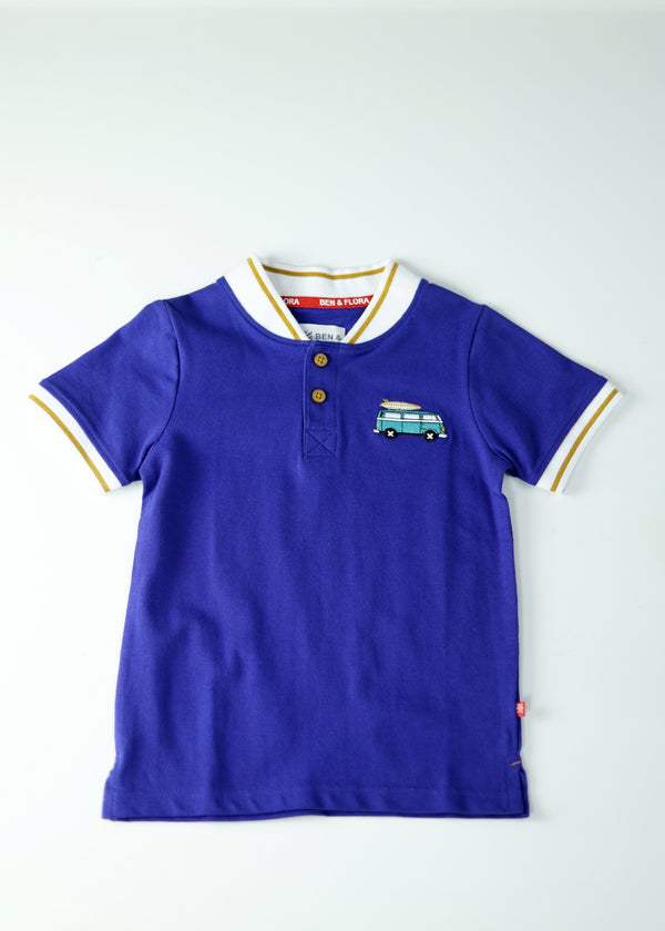 Kid Boys Henley Polos - Royal Blue