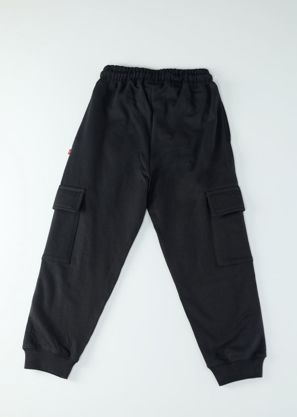 Kid Boys Knitted Cargo Jogger - Black