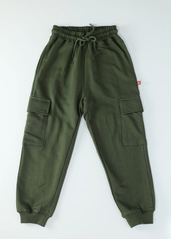 Kid Boys Knitted Cargo Jogger - Olive
