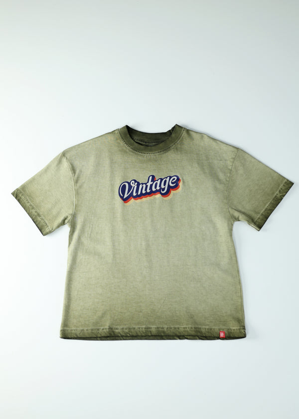 Kid Boys Oversized Garment dyed Tees - Olive
