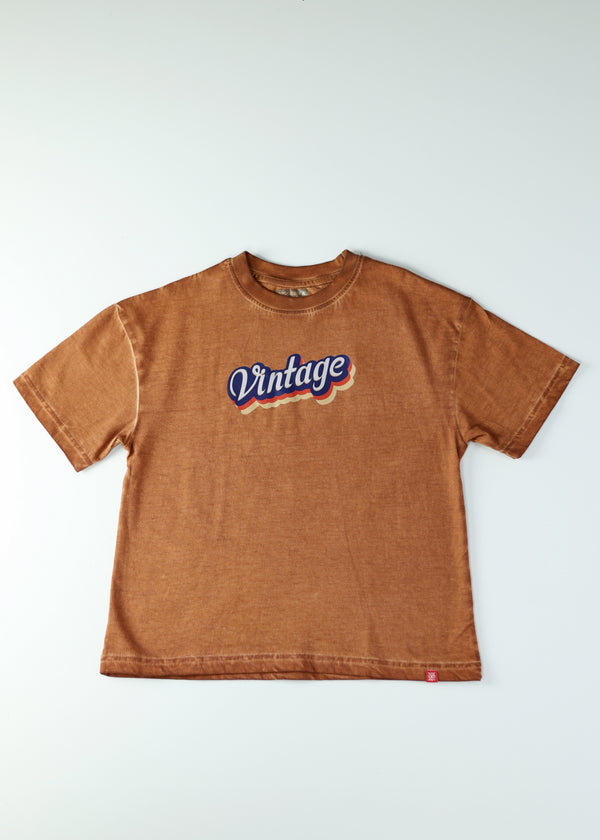 Kid Boys Oversized Garment dyed Tees - Brick Orange