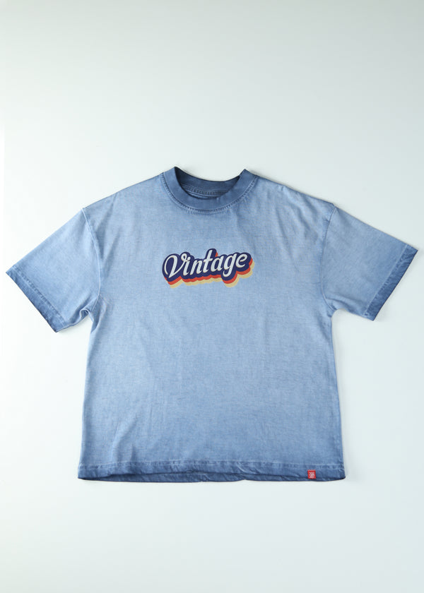 Kid Boys Oversized Garment dyed Tees - Blue