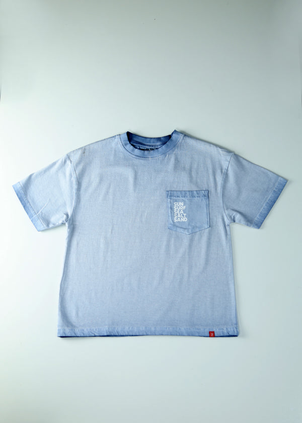 Kid Boys Oversized Tees with pocket print - Lt.Blue