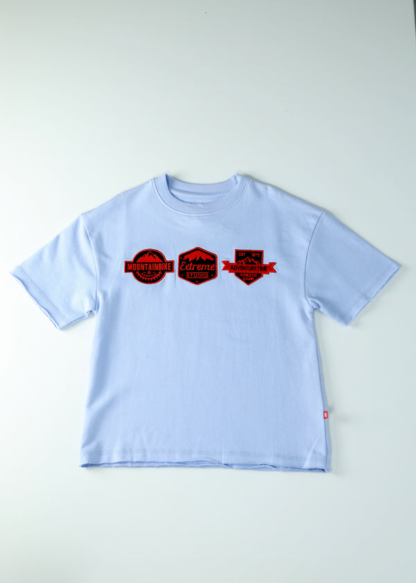 Kid Boys Oversized Tees with Embroidery - Lt.Blue