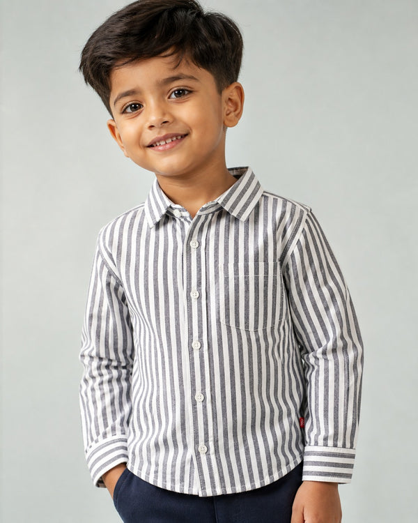 Kid Boys striped Full Sleeve Casual Shirt - WHITE