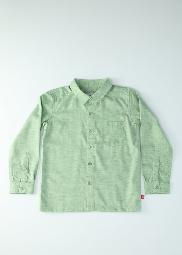Kid Boys Textured Full sleeve  Shirt - Green