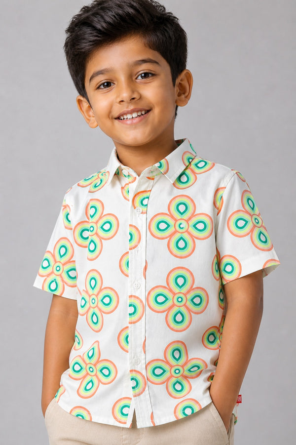 Kid Boys Retro Summer print Shirts - Multi