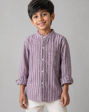 KID BOYS FULL SLEEVE CASUAL SHIRT - PURPLE