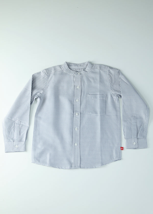 Kid Boys Checked Mandarin collar Casual Shirt - Blue