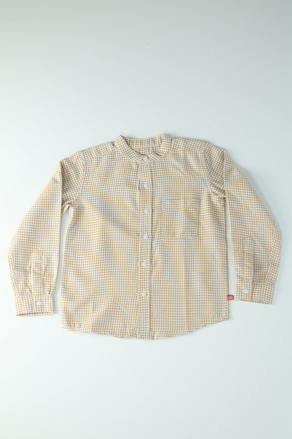 Kid Boys Checked Mandarin collar Casual Shirt - Beige