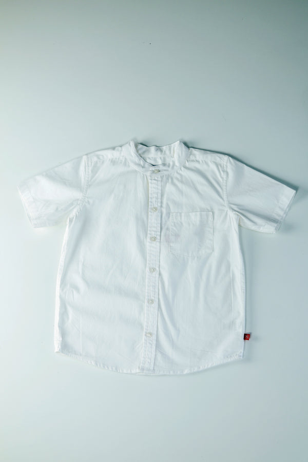 Kids Boys Mandarin Collar basic Shirt - White