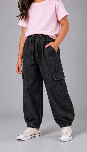 Kid girls Cotton Denim Jogger