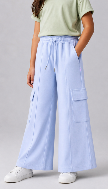 Kid Girls Wide Leg SweatPants - Lt.Blue