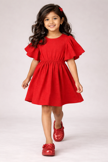 Kid Girls Knee-Length Dress - Red