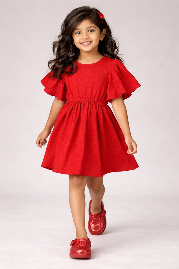 Kid Girls Knee-Length Dress - Red