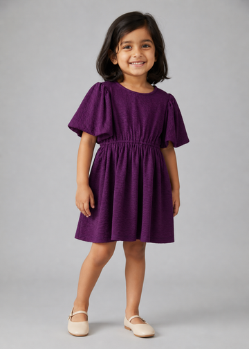 Kid Girls Knee-Length Dress - Purple