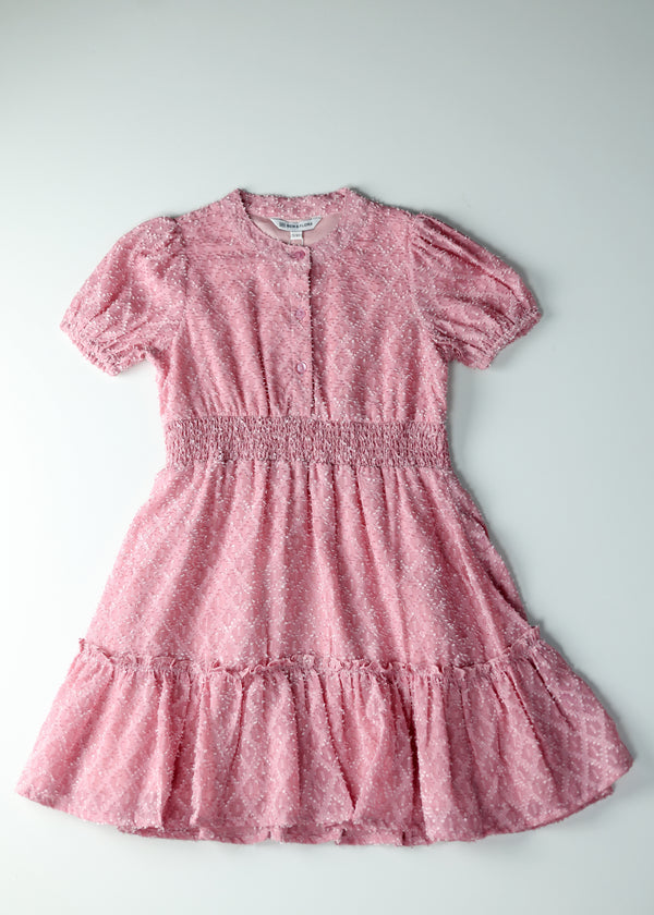 Kid Girls Dress in Textured Fabric - Pink
