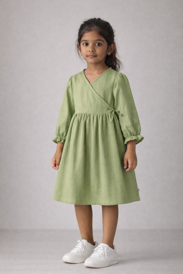Kid Girls dress in Light weight Fabric - Green
