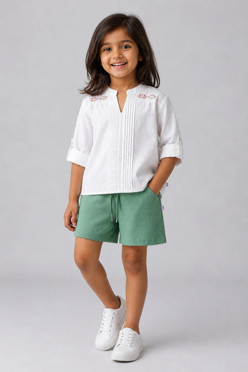 Kid girls White Cotton Shirt.
