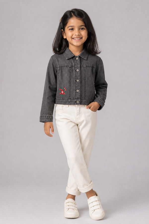 Kid Girls Denim Jacket - Lt.Grey