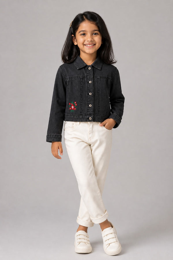 Kid Girls Denim Jacket - Black