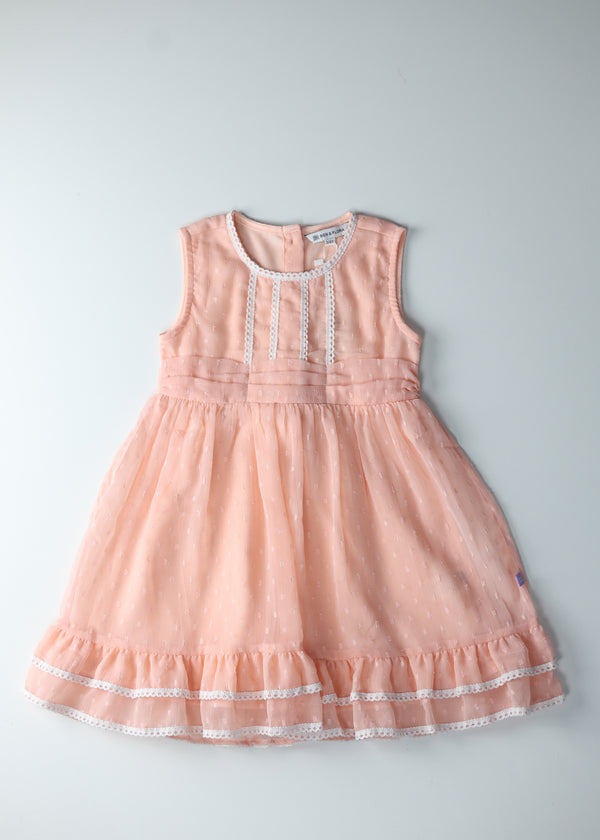 Baby Girl Swiss dot Dress - Peach