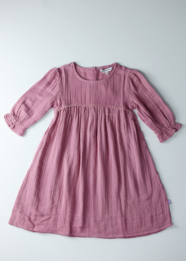 Kid Girls Muslin Dress - Dusty Pink