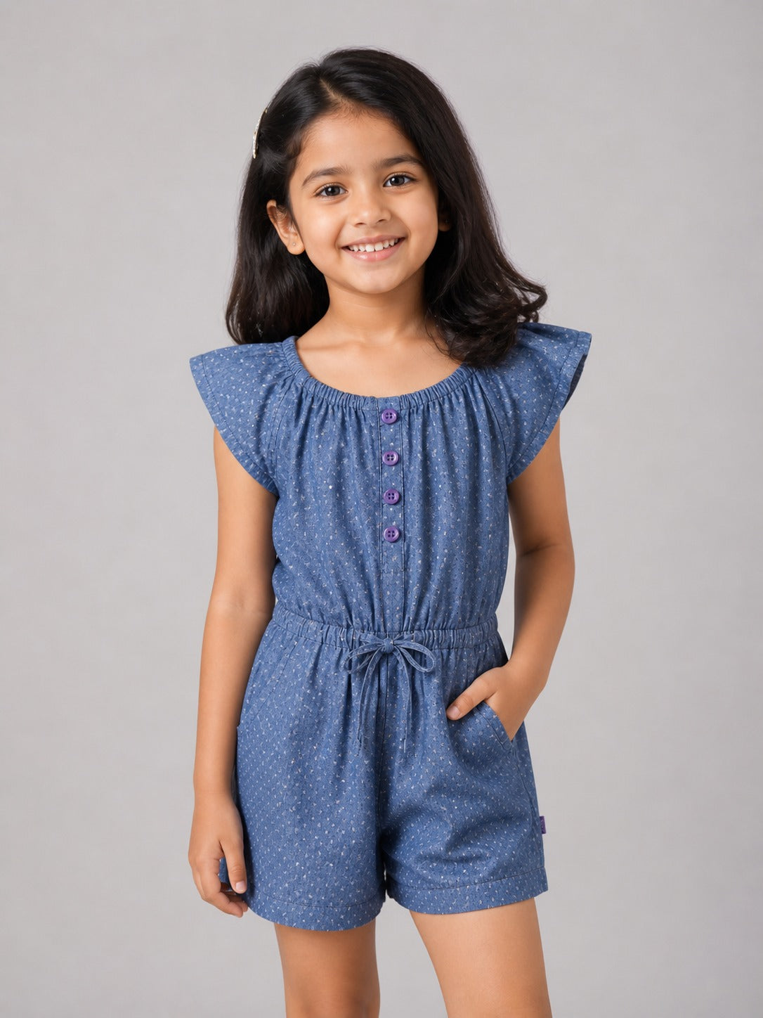 Kid girls Blue cotton jumpsuit