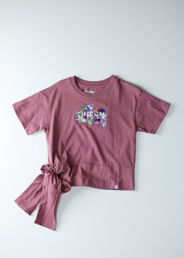Kid Girls Boxy/Crop Tie-Up Tees - Onion